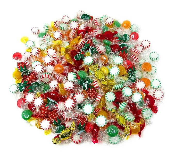 Halloween Holiday Special American Old Fashioned Hard Candy - Peppermint and Spearmint Starlights, Cinnamon Disks, Butterscotch, Strawberry Jelly Filled Candy and Fruity Hard Candy - Bulk Holiday Classics Assortment- Individually Wrapped, 48 oz.