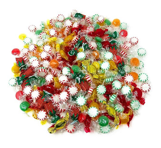 Halloween Holiday Special American Old Fashioned Hard Candy - Peppermint and Spearmint Starlights, Cinnamon Disks, Butterscotch, Strawberry Jelly Filled Candy and Fruity Hard Candy - Bulk Holiday Classics Assortment- Individually Wrapped, 48 oz.