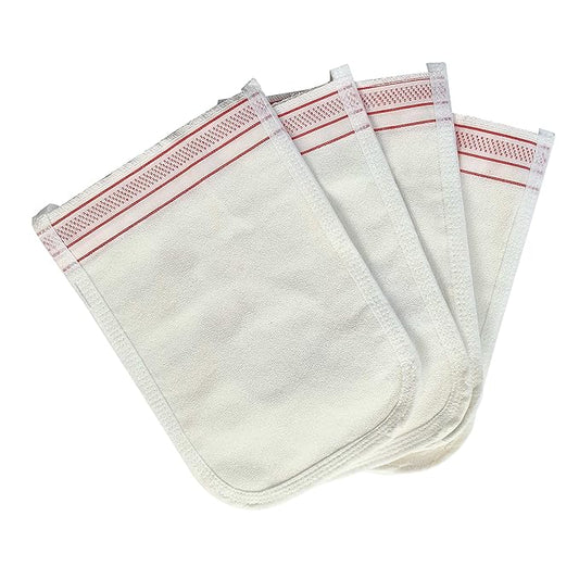 Turkish Exfoliating Gloves – Face & Body Exfoliation Mitts - Bath Hammam Spa Exfoliator Kese Glove - Body Scrub Glove to Remove Dead Skin – Brighten & Soften Skin – 4Pcs (White & Burgundy)