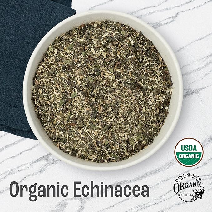 J Mac Botanicals, Organic Echinacea Herb & Sifted, Echinacea Purpurea, Organic Purple Cornflower tea