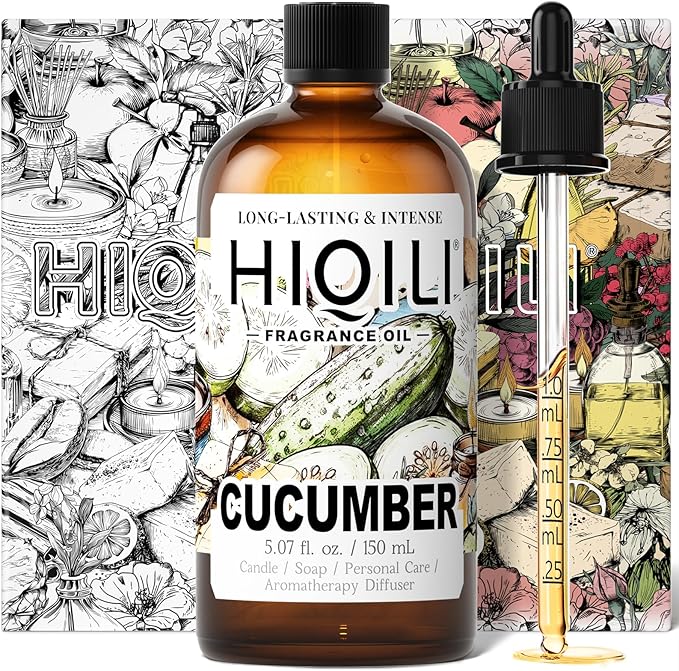 HIQILI Cucumber Fragrance Oil for Diffuser Use, Fresh Scents for DIY Soap, Body Spray, Candle Supplies for Candle Making - 5.07 Fl Oz