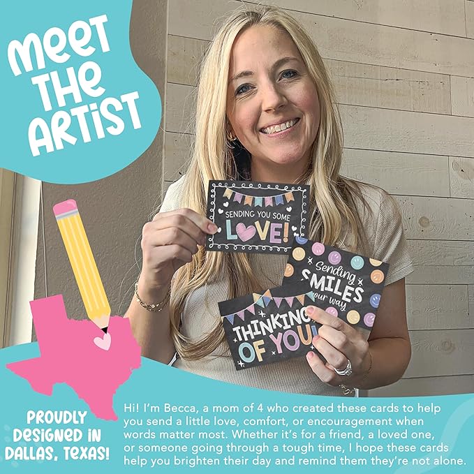 Hadley Designs Thinking of You Cards with Envelopes - 24 Hello Greeting Cards Thinking of You Card for Men & Women Bulk, Blank Encouragement Card for Kids, Just Because Cheerful Encouraging Notecards