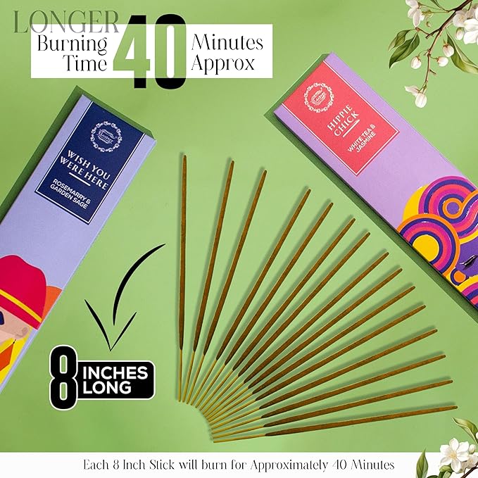 Raajsee Natural Incense Sticks Variety Pack with Incense Stick Holder, Pack of 6 Organic Insence Sticks,120 Inscents-Sticks, Meditation Gifts for Spiritual Cleansing - Organic Incense Sticks Non Toxic