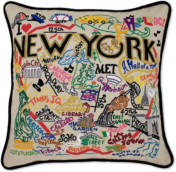 Catstudio New York City Embroidered Decorative Throw Pillow