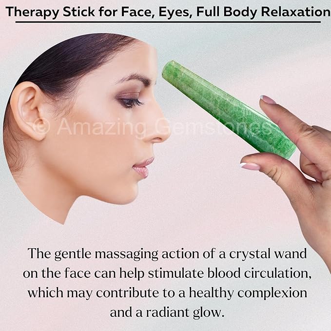 Amazing Gemstone Green Strawberry Quartz Crystal Wand Massage Stick - Pelvic Wand Gua Sha for Adults - Crystals and Healing Stones Massage Wands for Adults Gifts (Smooth)