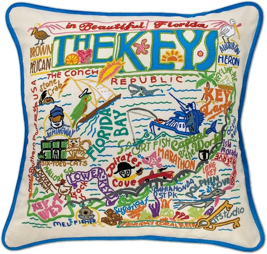 Catstudio Florida Keys Embroidered Decorative Throw Pillow