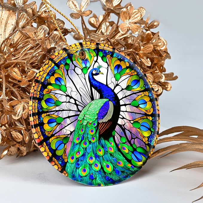 Colorful Ceramic Peacock Christmas Ornament, Peacock Ornaments for Christmas Tree, Holiday Decorations, Christmas Decor, Peacock Lovers, Peacock Gifts, Christmas Ornament Gift Ideas
