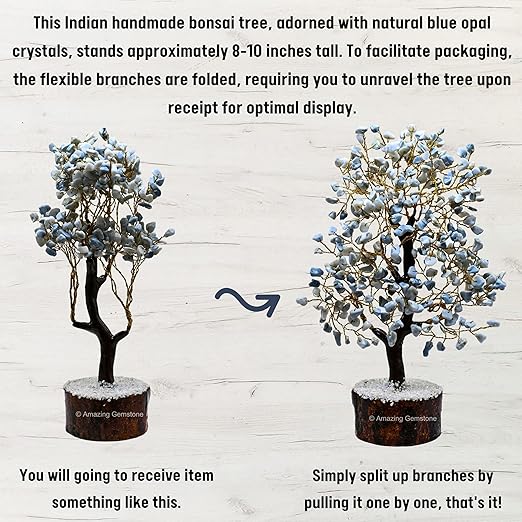 Amazing Gemstone Crystals and Healing Stones Birthday Gifts for Women - Blue Opal Crystal Tree of Life Home Decor Stocking Stuffers, Bookshelf, Room, Meditation Gift for Dad, Unique Birthday Gifts