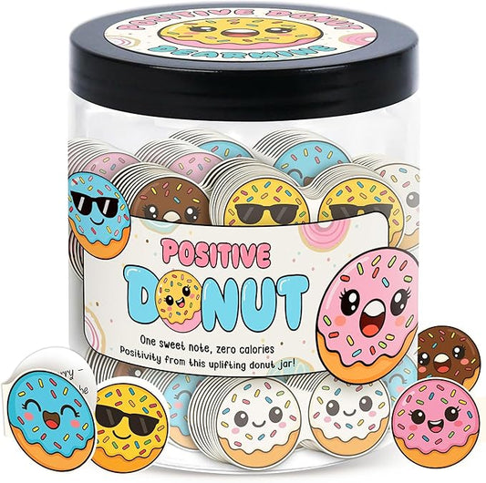 60 Positive Donut Cards Jar, Affirmation Cards for Women, Emotional Support Donuts, Donut Gifts, Donut Themed Gift, Gifts for Women, Teen Girl Gift Trendy Stuff