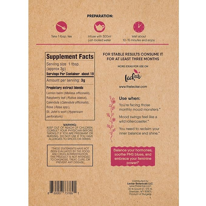 Organic Herbs for Women Herbal Tea Blend with Lemon balm, Raspberry leaf, Calendula, Rose, St. John's wort (Herbal Tea)