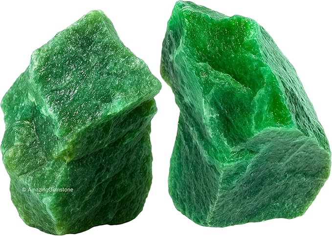 Amazing Gemstone Dark Green Aventurine Raw Crystals and Healing Stones, Natural Rocks for Tumbling - DIY Raw Stones and Crystals, 2 Pieces