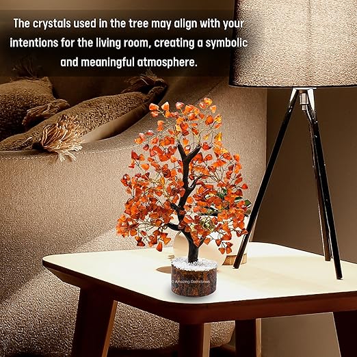 Amazing Gemstone Crystals and Healing Stones Birthday Gifts for Women - Carnelian Crystal Tree of Life Home Decor Stocking Stuffers, Bookshelf, Room, Meditation Gift for Mom, Unique Birthday Gifts