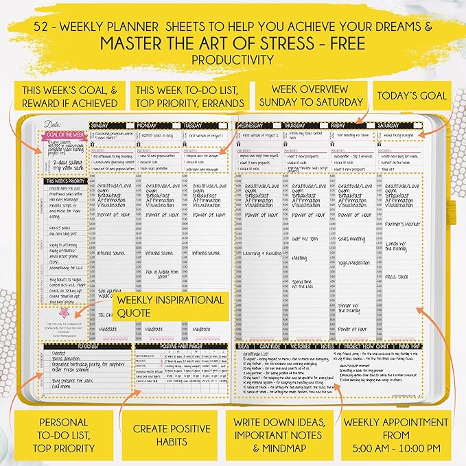 2026 Planner Weekly and Monthly | Law of Attraction Planner with Panduo App | A 12 Month Journey for Productivity, Gratitude & Goal Setting | Includes Foldable Vision Board, Gift Box & Stickers