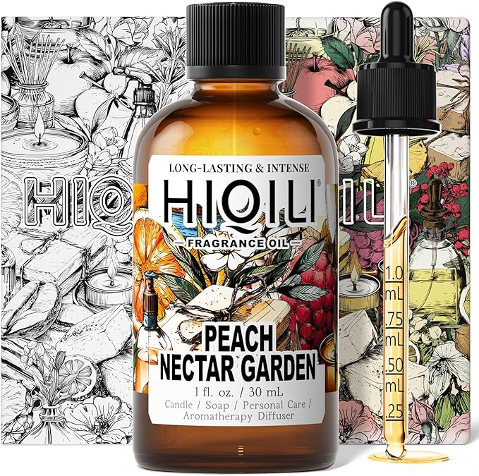 HIQILI Peach Nectar Garden Fragrance Oil for Diffuser, Inspired by Pris.HIL-ton, Candle & Soap Making, Sweet Floral-Fruity Notes, Long-Lasting Scent- 1fl oz