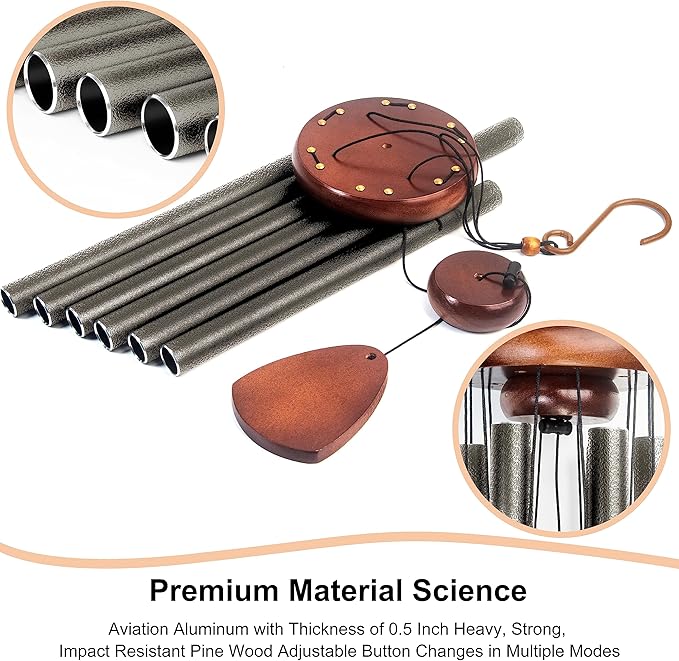 Large Aluminium Wind Chimes 37 Inches to Create a Zen Atmosphere Suitable for Outdoor, Garden, Patio Decoration. Classic Wind Chimes with Wind Catcher Suitable as A Gift for Unisex(Copper)
