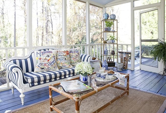 Catstudio Nantucket Embroidered Decorative Throw Pillow