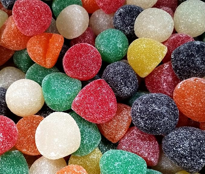 Assorted Sugar Sanded Fruit Juju Gum Drops - 2 lbs of Fresh Delicious Bright Chewy Lemon Lime Orange Cherry Pineapple Grape Bulk Candy