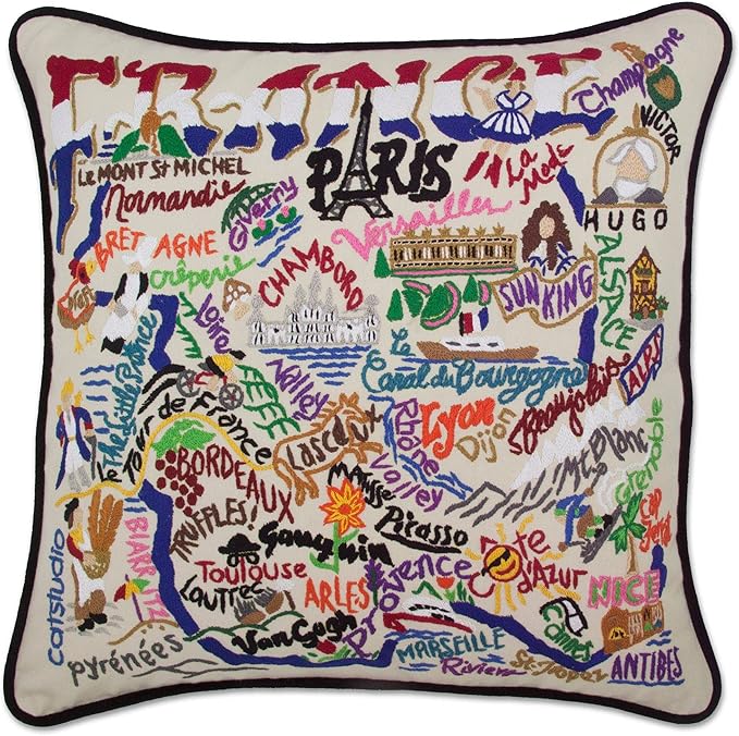 Catstudio France Embroidered Decorative Throw Pillow