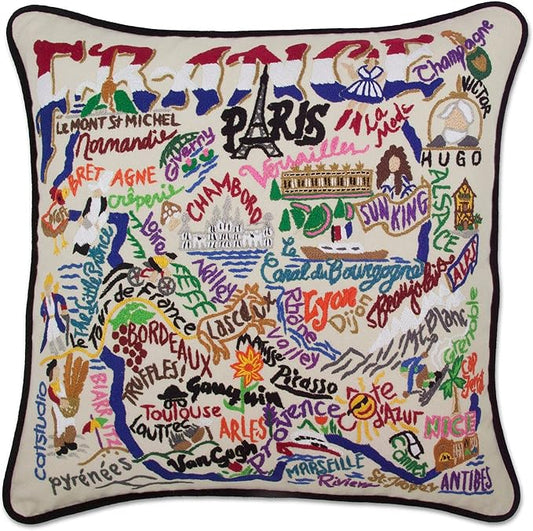 Catstudio France Embroidered Decorative Throw Pillow
