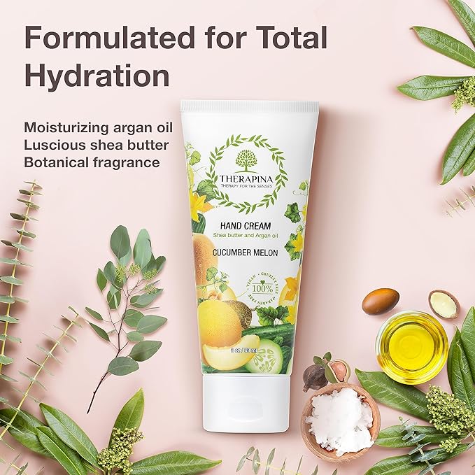 Aromatherapy Hand Cream for Dry Skin – Shea Butter Hand Cream for Women and Men with an Awakening, Long-Lasting Cucumber Melon Scent – Vegan Hand Cream Lotion for Dry Skin, 3 Oz.