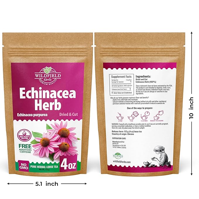 4 oz. Dried Echinacea Herb Herbal Tea (Echinacea purpure) - 113g Equinácea Herb Tea