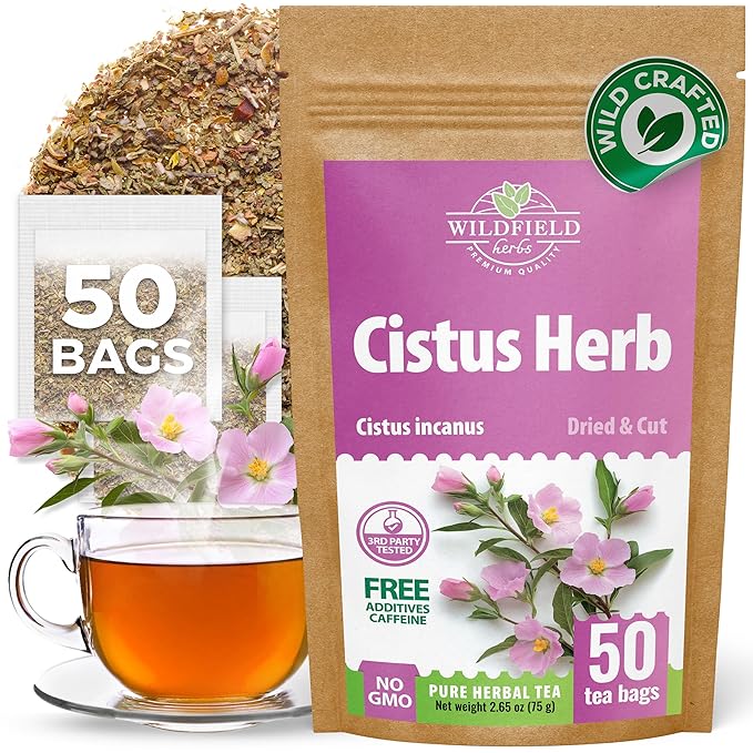 50 Bags Cistus Tea Cistus Incanus Tea Herbal (Cístus L.) - 50 Count 1.5g Herb Bags