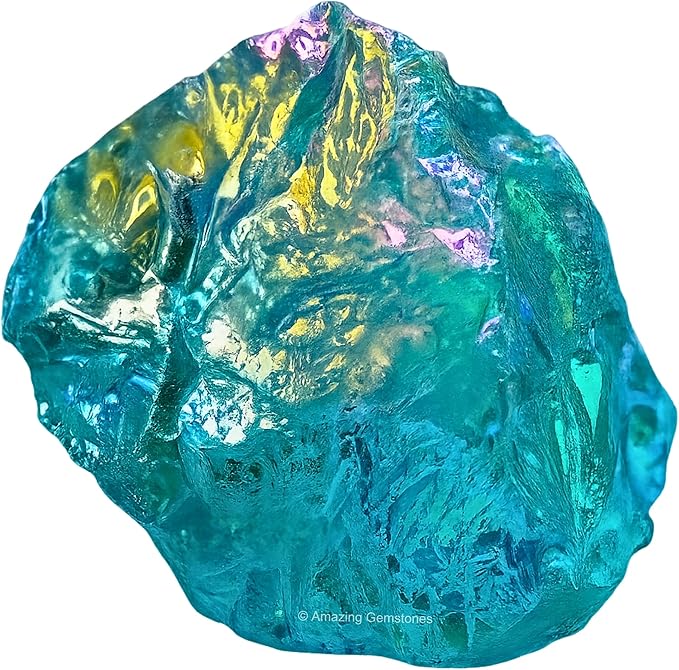 Amazing Gemstone Aqua Aura Quartz Raw Crystals and Healing Stones, Natural Rocks for Meditation - DIY Raw Stones and Crystals, 2 Pieces