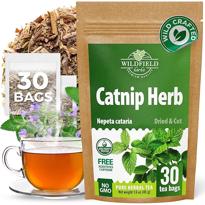 30 Bags Catnip Tea Catnip Herb Tea (Nepeta L.) - 30 Count 1.5g Bags Cat Nip Leaf Herb Hierba Gatera