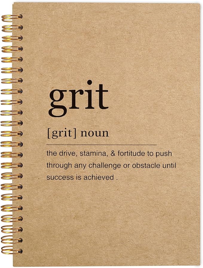 Inspirational Spiral Notebook,Inspirational Journal,Inspirational Journal for Women Men Writing,Grit Spiral Notebook 8.3×5.5 Inch Kraft Paper