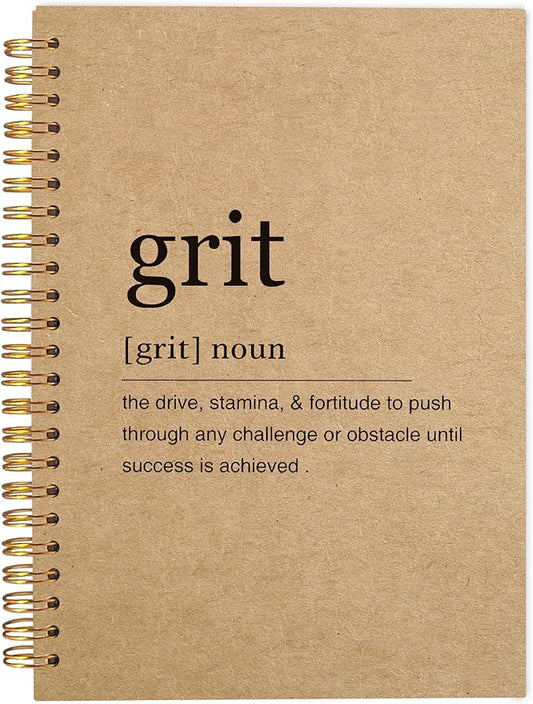 Inspirational Spiral Notebook,Inspirational Journal,Inspirational Journal for Women Men Writing,Grit Spiral Notebook 8.3×5.5 Inch Kraft Paper