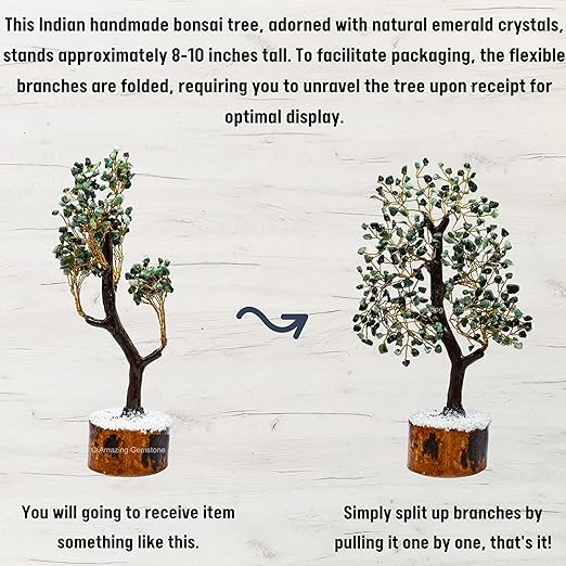 Amazing Gemstone Crystals and Healing Stones Birthday Gifts for Women - Emerald Crystal Tree of Life Home Decor Stocking Stuffers, Bookshelf, Room, Meditation Gift for Mom Dad, Unique Birthday Gifts