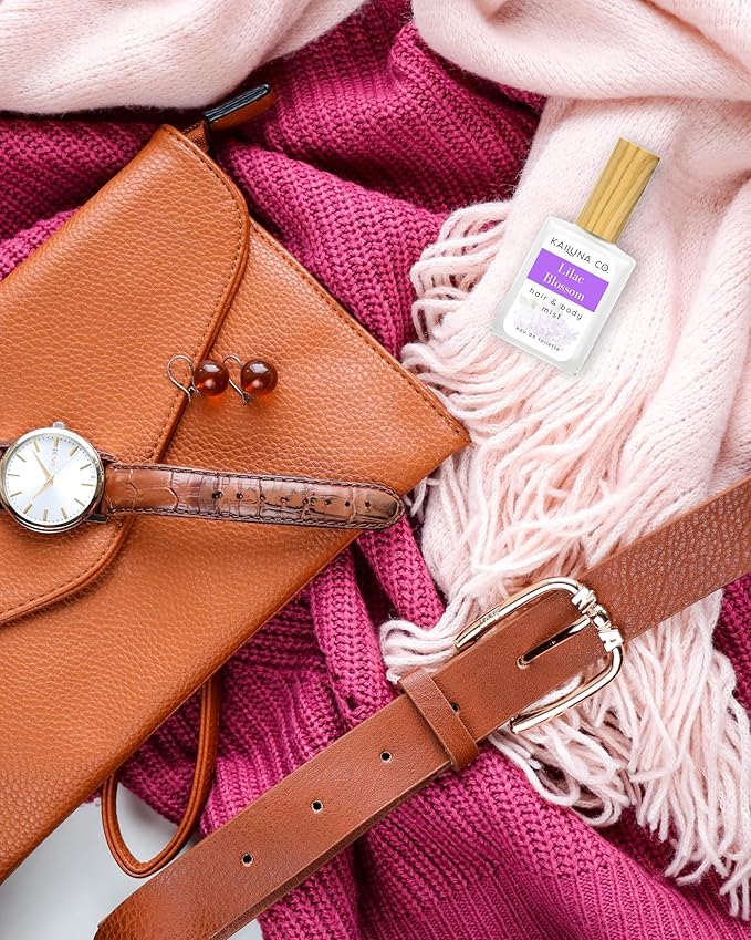 Lilac Blossom Natural Hair & Body Mist Spray, Pure Essential and Fragrance Oils, Alcohol-Free, Handmade in California, 0.5Fl Oz