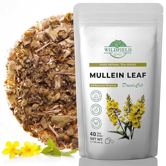 40 Bags Mullen Tea Mullein Tea Leaf (Verbáscum L.) - 40 Count 1.5g Bags Mullen Leaves Mullein Loose Leaf Hoja De Gordolobo
