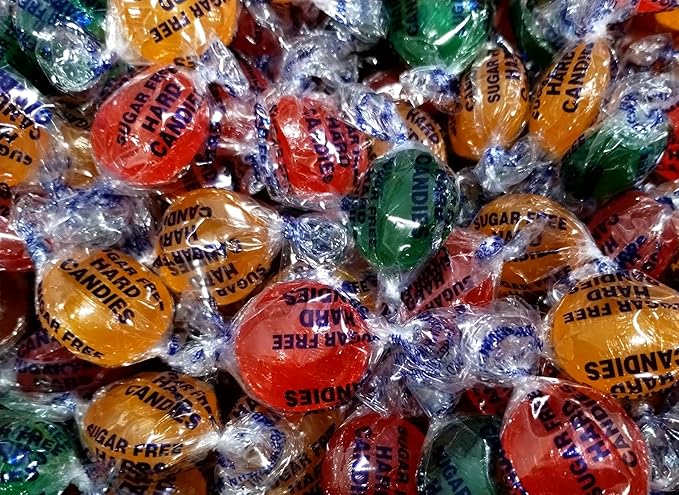 Sugar Free Assorted Fruit Hard Candy Buttons - 1 lb of Fresh Delicious Cherry Orange Lime Individually Wrapped Candy