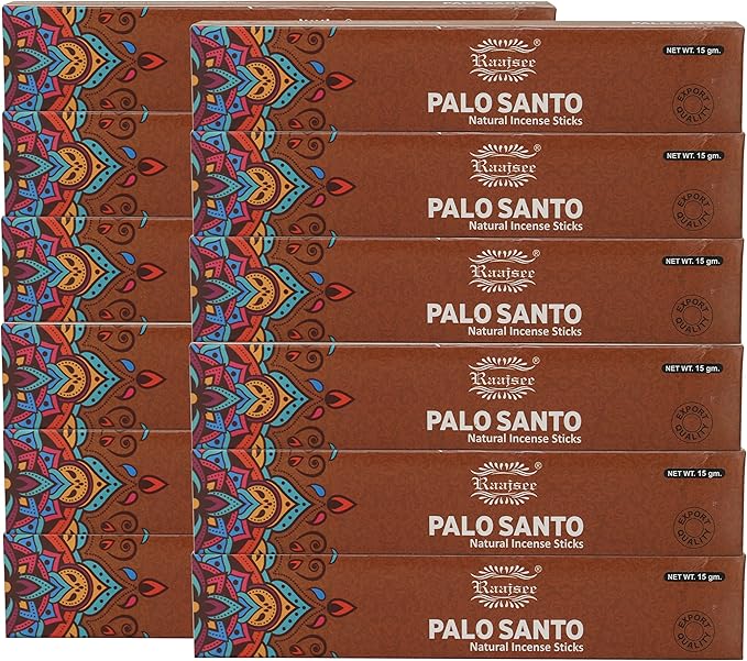 Raajsee Palo Santo Incense Sticks (180 GMS), 100% Pure Organic Natural Hand Rolled Free from Chemicals- Perfect for Aromatherapy, Cleansing, Meditation, and Church (Pack of 12)