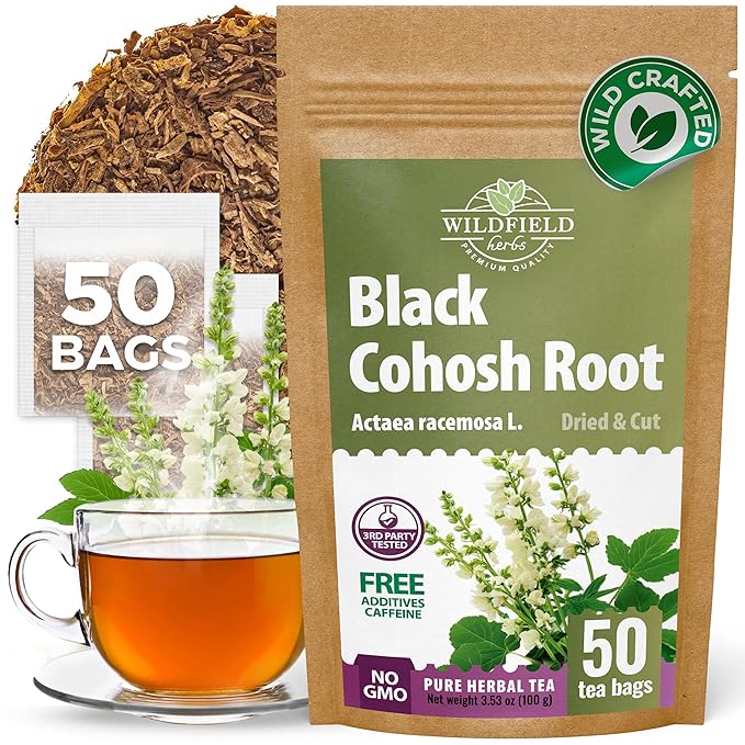 50 bags Black Cohosh Tea Black Cohosh Root Herbal Tea (Actaea racemosa) - 50 Count 2 g Tea Bags Herb Tea Cohosh