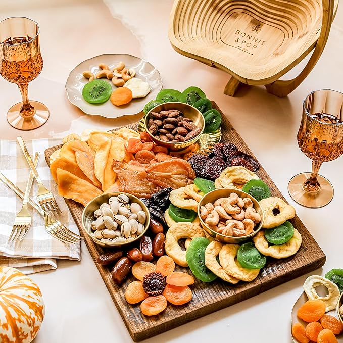 Dried Fruit and Nut Gift Basket, Healthy Assorted Natural Snack Gift Tray, Extra Large Variety Food Tray Party Platter- Easter, Holiday, Birthday, Sympathy, Office, Men, Woman, Him, Her Husband, Wife, Families, Bonnie and Pop