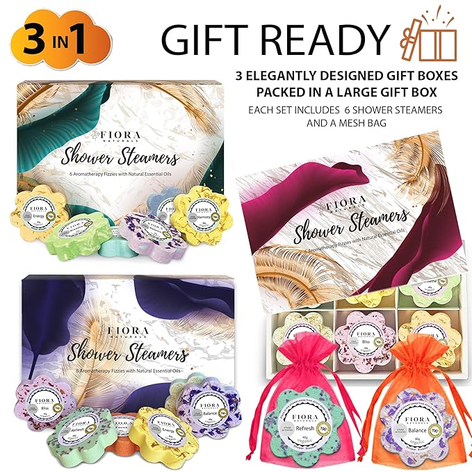 Shower Bombs Aromatherapy - Shower Steamers Vapor Tablets with Natural Essential Oils. Spa Shower, Shower Bath Bombs, Shower Melts for Women, Selfcare Gift for her, Birthday Gift for Women