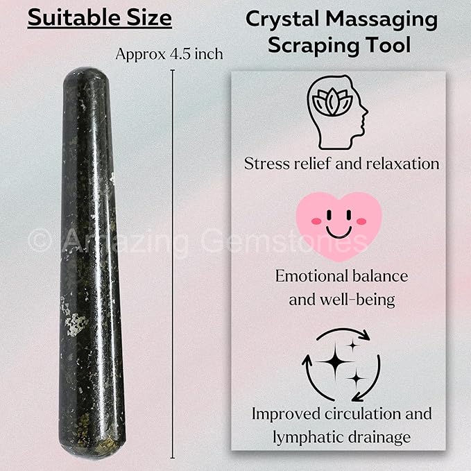 Amazing Gemstone Nuummite Crystal Wand Massage Stick - Pelvic Wand Gua Sha for Adults - Crystals and Healing Stones Massage Wands for Adults Gifts (Smooth)