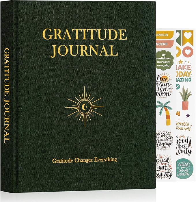 Lanpn Daily Gratitude Journal for Men Woman, 4 Month Mindfulness & Affirmation Planner, 7.8"x9.2" The 5 Minute Grateful Diary, Guided Reflection with Positivity Prompts Undated Notebook, Green