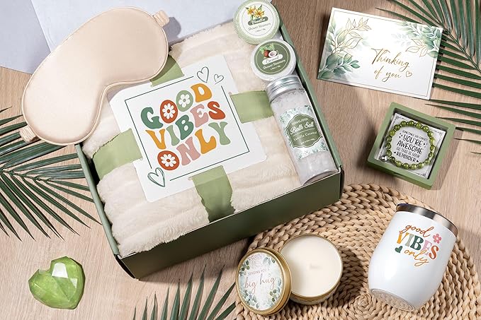 Birthday Gifts for Women Self Care Gifts, Relaxing Spa Gifts Baskets Get Well Soon Gifts Care Package for Women with Blanket, Unique Gifts Idea for Mom Mother Her Wife Girlfriend Best Friend Sister