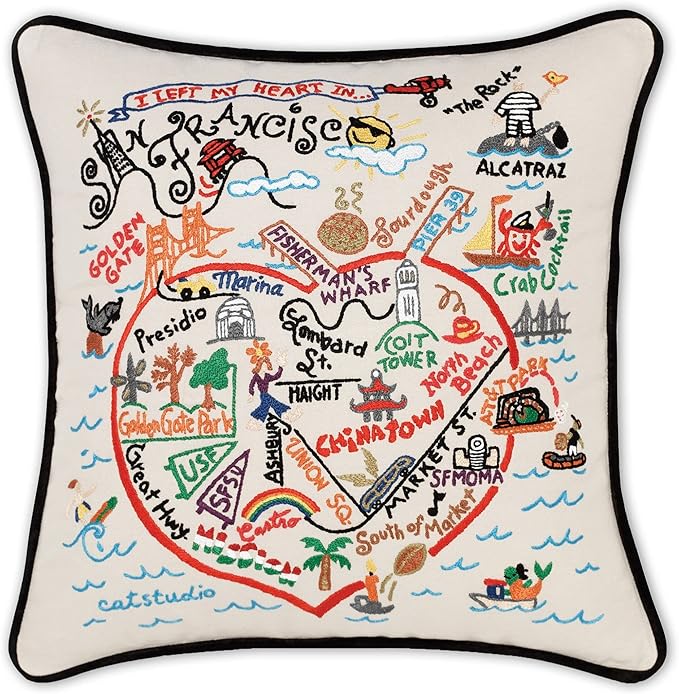Catstudio San Francisco Hand-Embroidered Decorative Throw Pillow