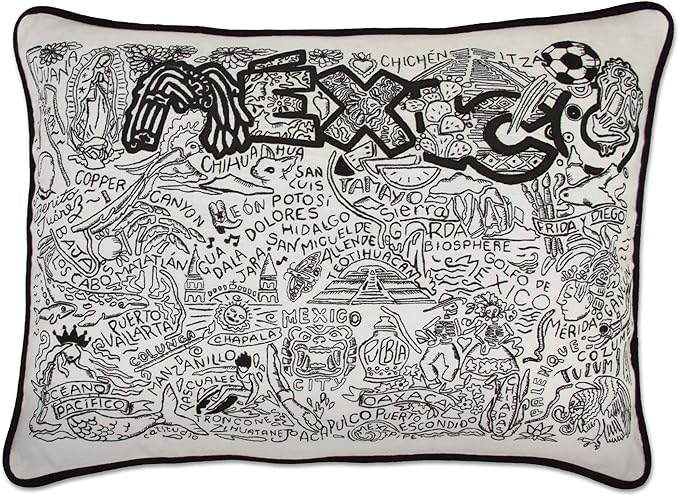Catstudio Mexico Hand-Guided Machine Embroidered Decorative Throw Pillow