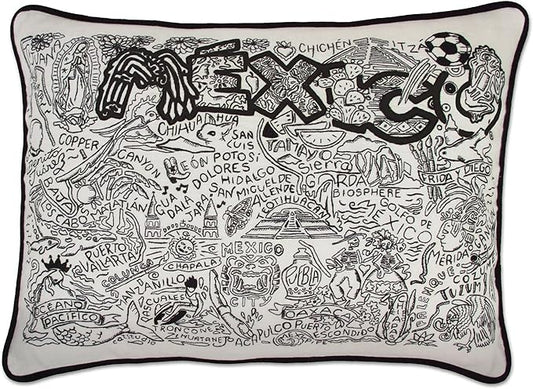 Catstudio Mexico Hand-Guided Machine Embroidered Decorative Throw Pillow