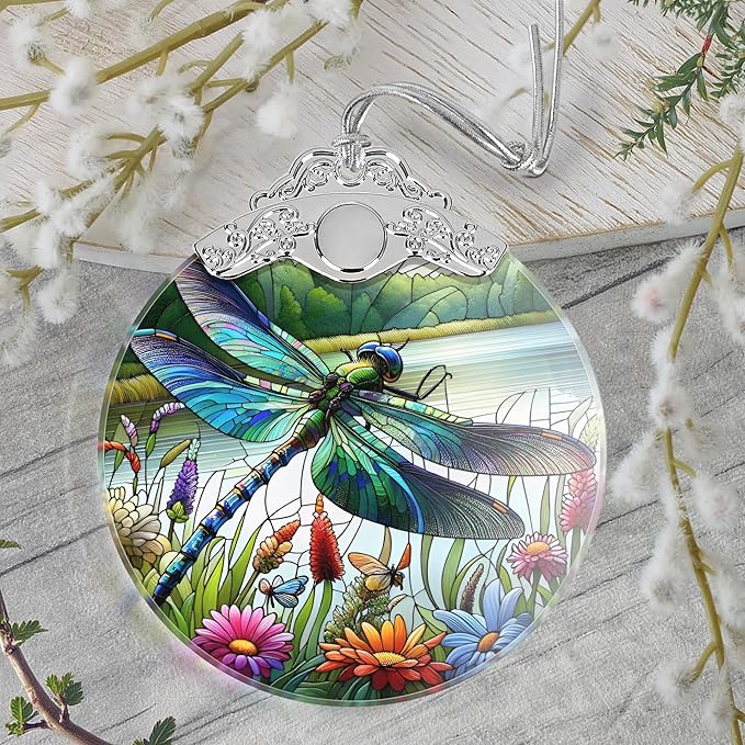 Christmas Ornament, 2025 Ornaments for Christmas Tree, Stained Glass Hanging Ornament, Holiday Ornaments, Unique Gift Idea - Dragonfly