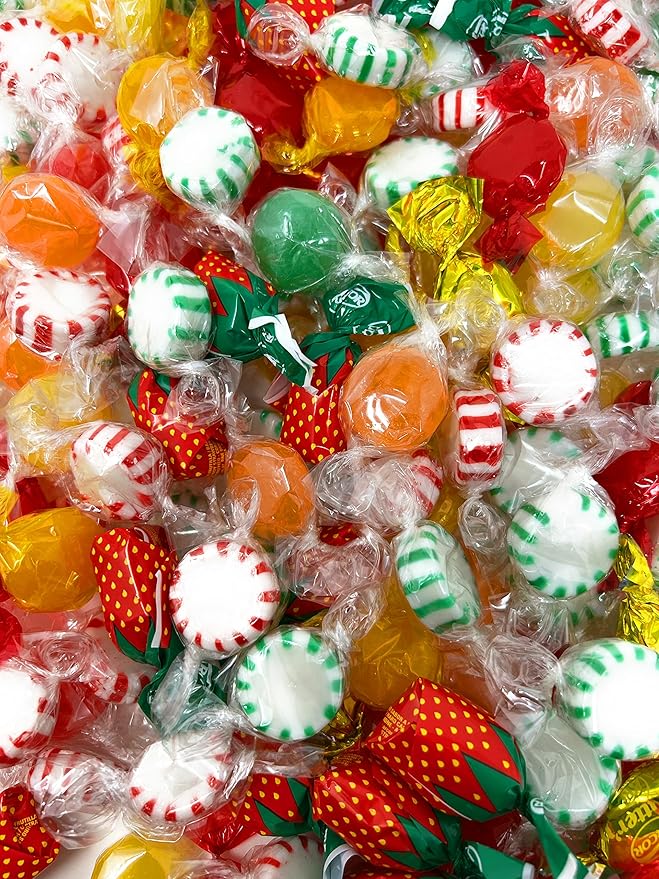 Halloween American Old Fashioned Hard Candy - 6 lbs - Peppermint and Spearmint Starlights, Cinnamon Disks, Butterscotch, Strawberry Jelly Filled Candy and Fruity Hard Candy - Bulk Holiday Classics Assortment- Individually Wrapped, 96 oz.