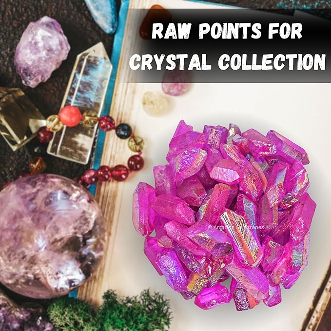 Amazing Gemstone 2 Pieces Rose Aura Quartz Raw Pencil Points Crystals and Healing Stones, Natural Rocks for Meditation and DIY Raw Point Stones and Crystals