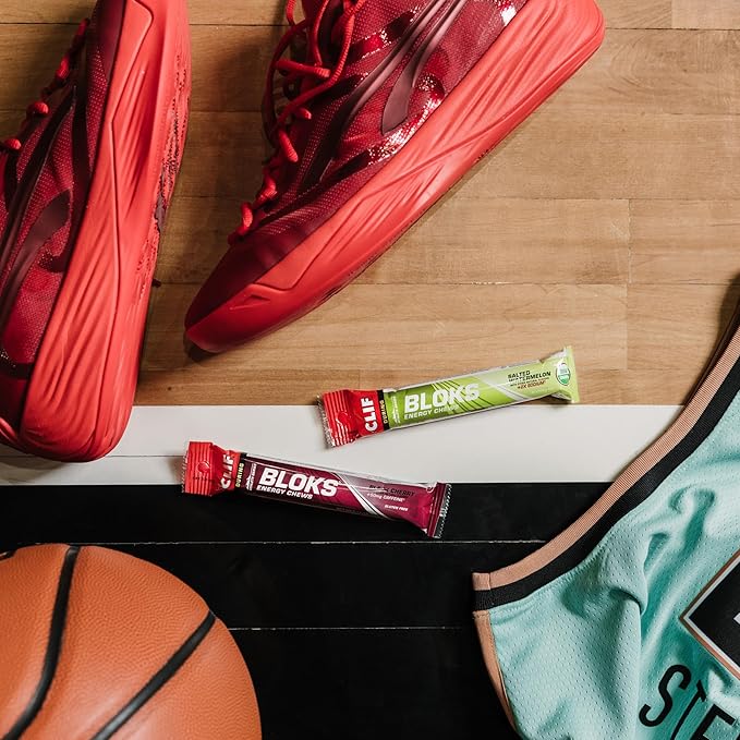 CLIF BLOKS - Tropical Punch Flavor with Caffeine - Energy Chews - Non-GMO - Plant Based - Fast Fuel for Cycling and Running - Quick Carbohydrates and Electrolytes - 2.12 oz. (18 Count)