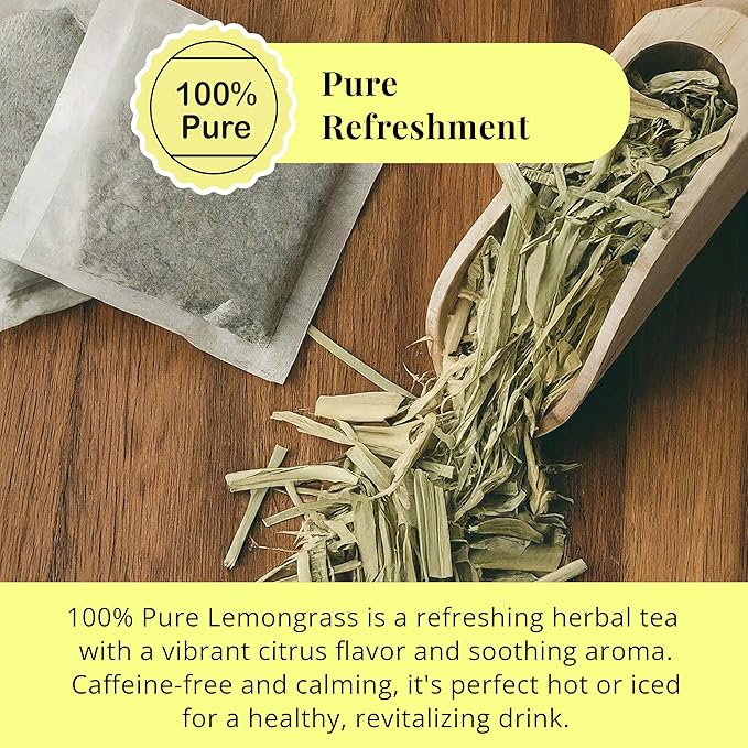 Premium Lemongrass Tea-75 Bags, Te De Limon, Natural Lemongrass Tea Bags, Non-GMO, Caffeine Free, Sugar Free. Perfect For Hot & IcedTea. By Akshit