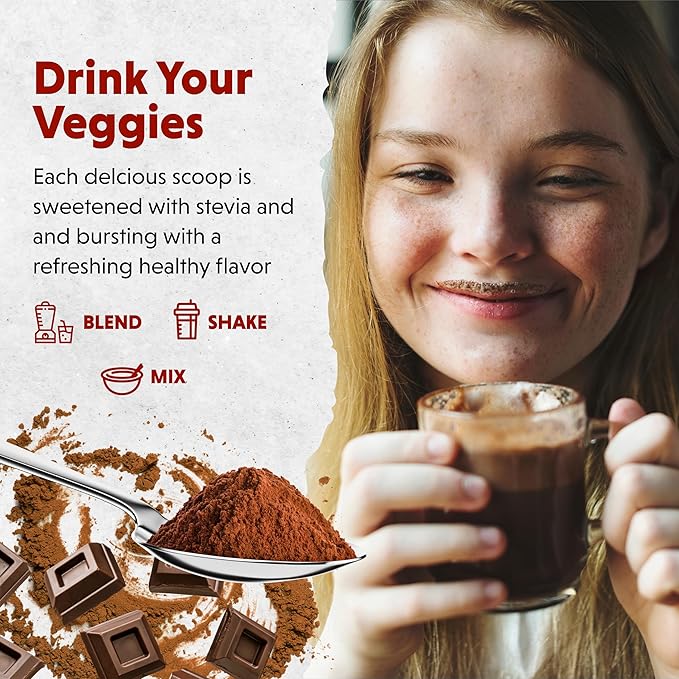 Barlean's Chocolate Greens Powder, Daily Fruit and Vegetable Superfood Supplement, Green Antioxidant Blend and Fiber Smoothie Drink Mix, 9.52 oz